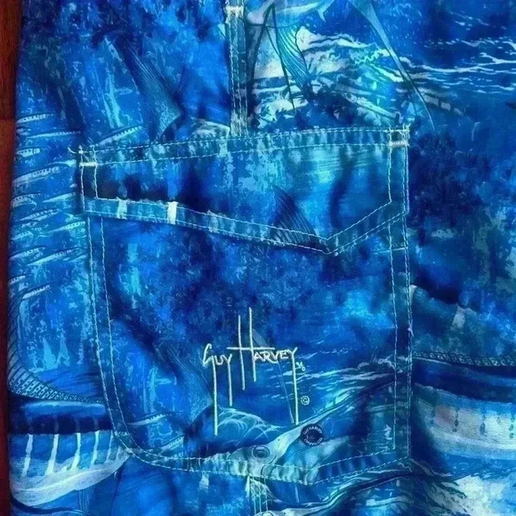 Guy Harvey Legend Marlins Camo Board Short in Royal Blue size 36 - Picture 4 of 6